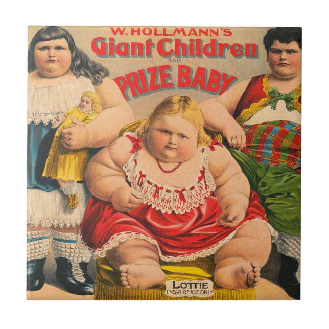 W. Hollmann's Giant Children And Prize Baby. Ceramic Tile (Front)