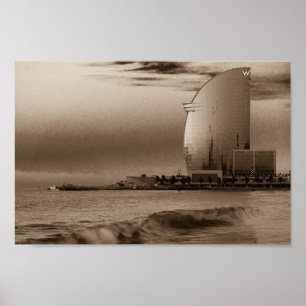 W Hotel in Barcelona, AT the Barceloneta beach. Poster