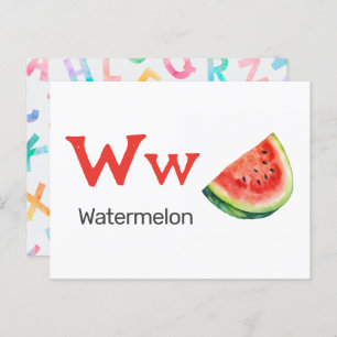 W is for Watermelon - Alphabet Flash Card