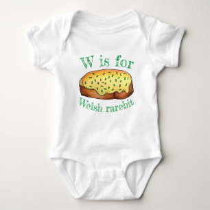 W is for Welsh Rarebit Savoury Cheese Toast Wales Baby Bodysuit