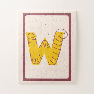 🪱W is for Worm – Cute Animal Alphabet Jigsaw Puzzle