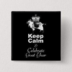 W Keep Calm Celebrate Goat Year Black Button
