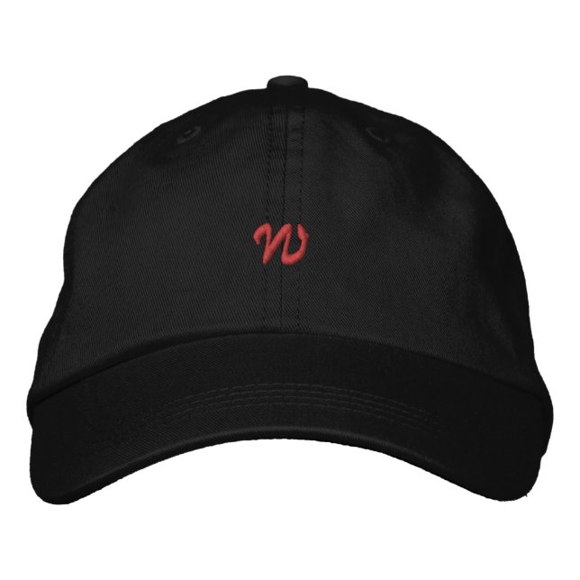 W Letter Initial Cap - Monogram Embroidered Hat (Front)