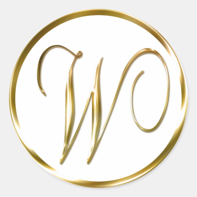 W Monogram Faux Gold Envelope Or Favour Seal (Front)