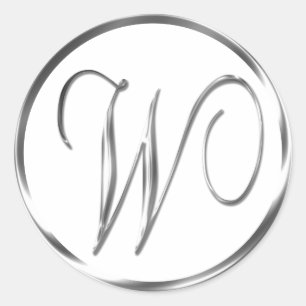 W Monogram Faux Silver Envelope Or Favour Seal