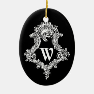W Monogram Initial Ceramic Tree Decoration