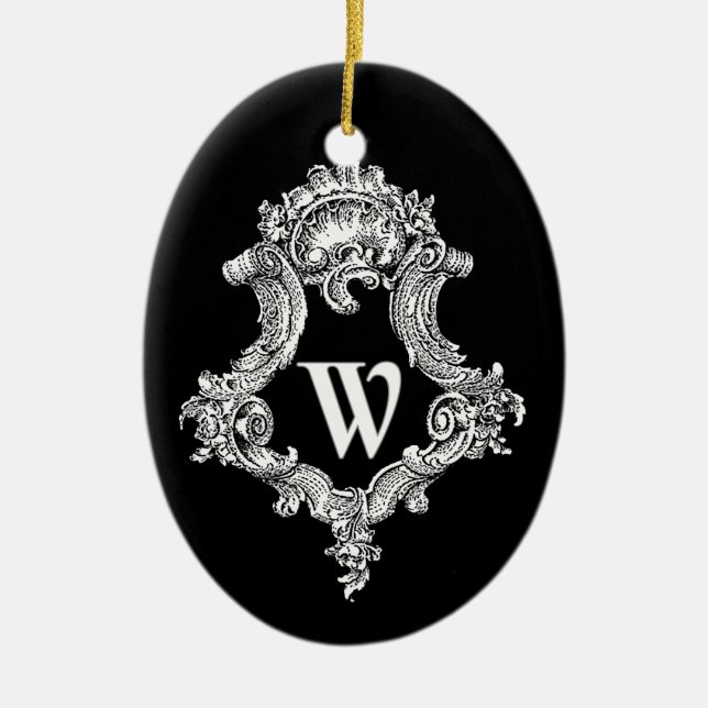 W Monogram Initial Ceramic Tree Decoration (Front)