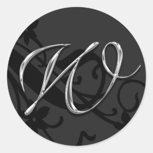 W Monogram Letter Wedding Envelope Seal Sticker