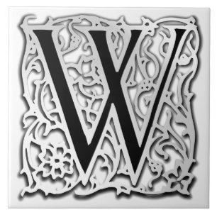 W Monogram "Silver Besque" Ceramic Tile