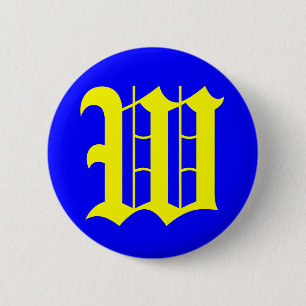 W - OLD ENGLISH 6 CM ROUND BADGE