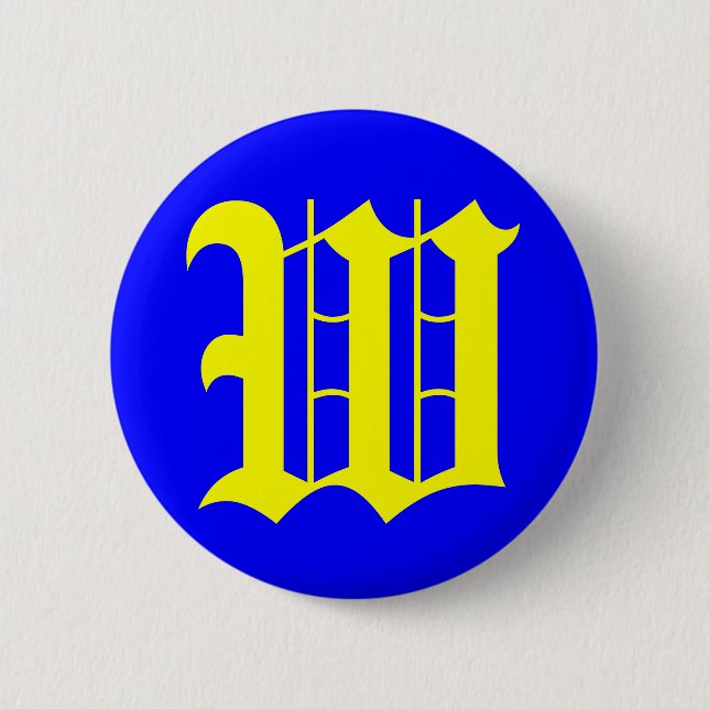 W - OLD ENGLISH 6 CM ROUND BADGE (Front)