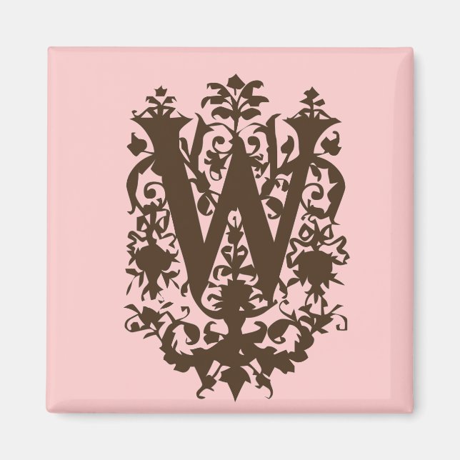 W - Ornate Baroque Monogram Magnet (Front)
