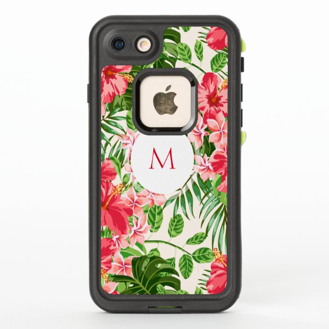 W Personalised Hibiscus Flower Monogram LP Case (Back)