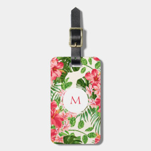 W Personalised Hibiscus Flower Monogram Luggage T Tag