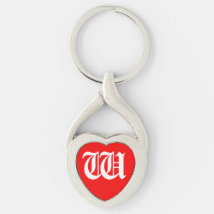 "W" Red Heart Keychain