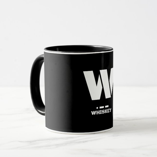 W(Whiskey) NATO Phonetic Alphabet & Morse Code Mug (Front Left)