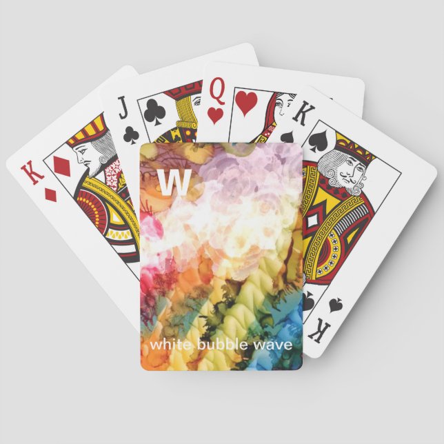 W - White Bubble Wave alphabet art playing cards (Back)