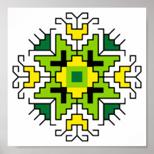 WA0014 Wall Art Bulgarian motif shevitsa green