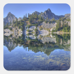 WA, Alpine Lakes Wilderness, Gem Lake, with 2 Square Sticker