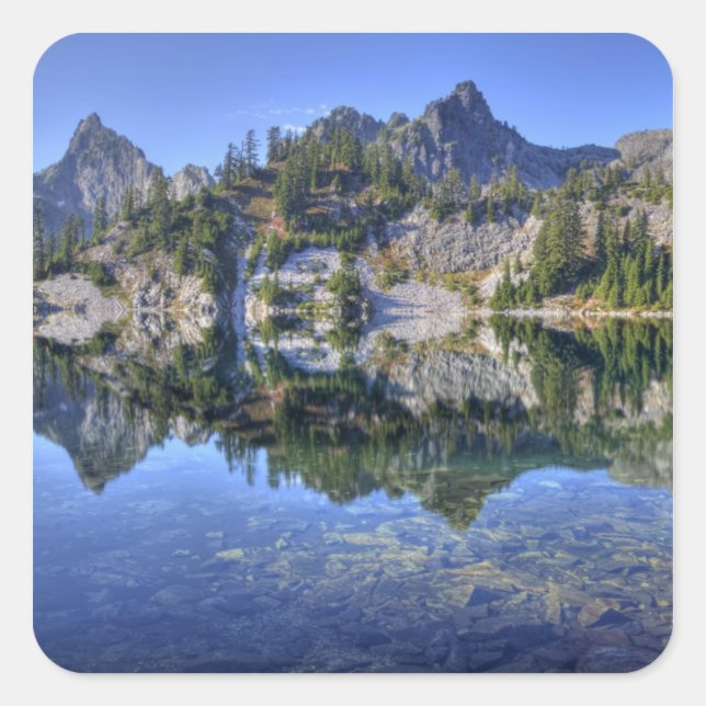 WA, Alpine Lakes Wilderness, Gem Lake, with 2 Square Sticker (Front)