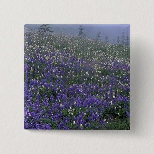 WA, Mt. Rainier NP, Lupine and Bistort meadow 15 Cm Square Badge