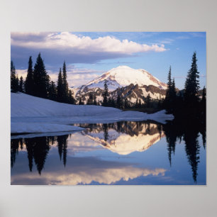 WA, Mt. Rainier NP, Mt. Rainier and clouds Poster