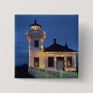 WA, Mukilteo, Mukilteo Lighthouse, established 15 Cm Square Badge