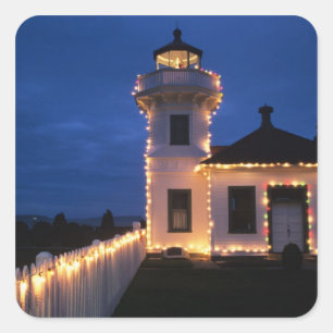 WA, Mukilteo, Mukilteo Lighthouse, established 2 Square Sticker