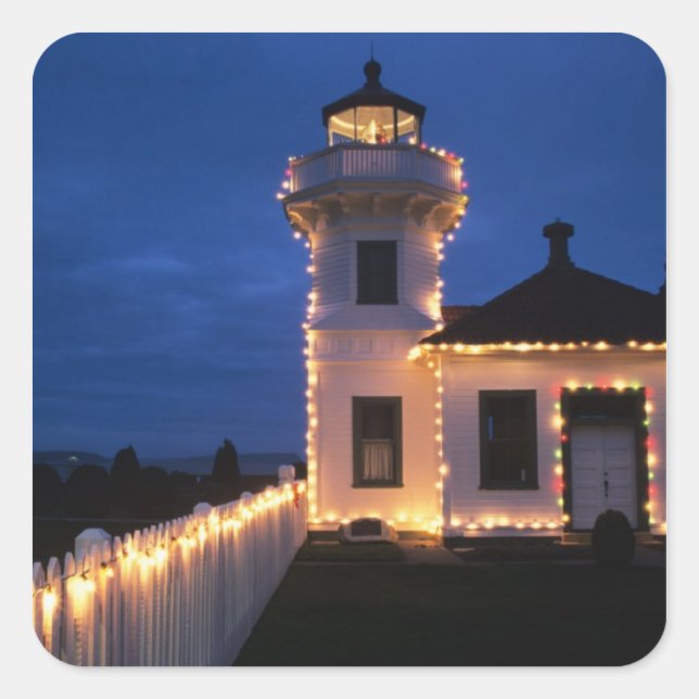 WA, Mukilteo, Mukilteo Lighthouse, established 2 Square Sticker (Front)