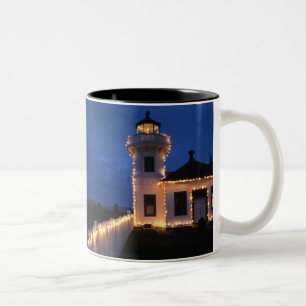 WA, Mukilteo, Mukilteo Lighthouse, established 2 Two-Tone Coffee Mug