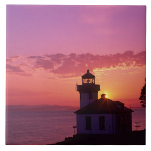 WA, San Juan Island, Lime Kiln Lighthouse, 1919, 2 Ceramic Tile