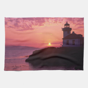 WA, San Juan Island, Lime Kiln Lighthouse, 1919, Tea Towel