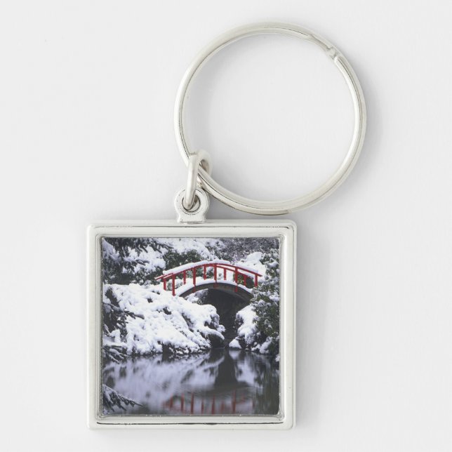 WA, Seattle, Moon bridge and pond after winter 2 Key Ring (Front)