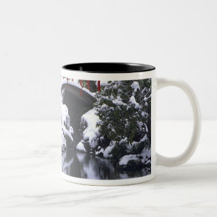 WA, Seattle, Moon bridge and pond after winter 2 Two-Tone Coffee Mug