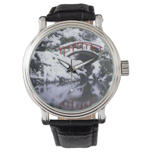 WA, Seattle, Moon bridge and pond after winter 2 Watch