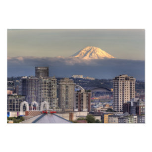 WA, Seattle, Mount Rainier from Kerry Park Photo Print