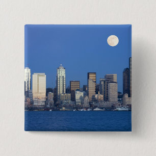 WA, Seattle, Seattle skyline and Elliott Bay 2 15 Cm Square Badge