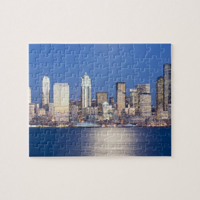 WA, Seattle, Seattle skyline and Elliott Bay, 2 Jigsaw Puzzle (Horizontal)