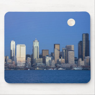 WA, Seattle, Seattle skyline and Elliott Bay 2 Mouse Pad