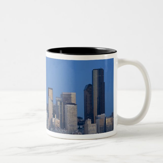 WA, Seattle, Seattle skyline and Elliott Bay 2 Two-Tone Coffee Mug (Right)
