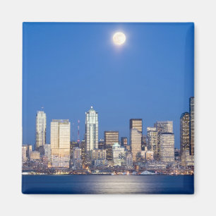 WA, Seattle, Seattle skyline and Elliott Bay 3 Magnet