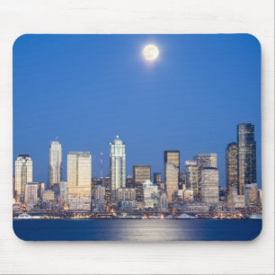 WA, Seattle, Seattle skyline and Elliott Bay 3 Mouse Pad