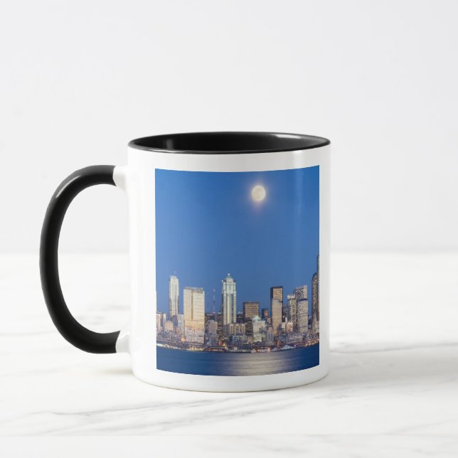 WA, Seattle, Seattle skyline and Elliott Bay 3 Mug (Left)