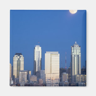 WA, Seattle, Seattle skyline and Elliott Bay 4 Magnet