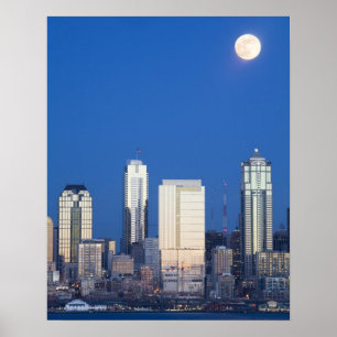 WA, Seattle, Seattle skyline and Elliott Bay 4 Poster