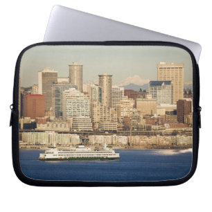 WA, Seattle, Seattle skyline and Elliott Bay Laptop Sleeve