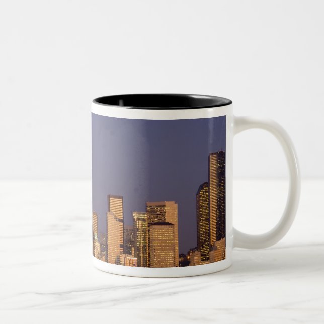 WA, Seattle, Seattle skyline and Elliott Bay, Two-Tone Coffee Mug (Right)