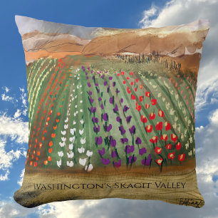 WA Skagit Valley Tulip Fields Spring Dreaming Cushion