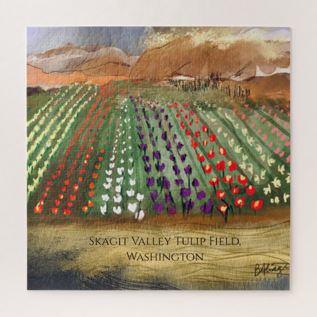 WA Skagit Valley Tulip Fields Spring Dreaming Jigsaw Puzzle (Vertical)