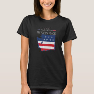 WA Washington My Happy Place USA States Flag Map T-Shirt